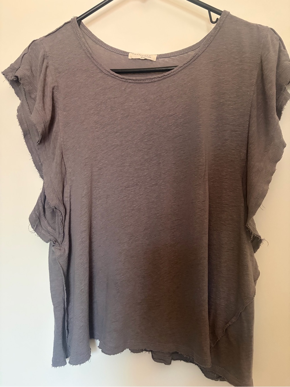 lovestitch Raw-Edge Sleeveless Crewneck Tank in Charcoal Gray - Picture 6 of 6